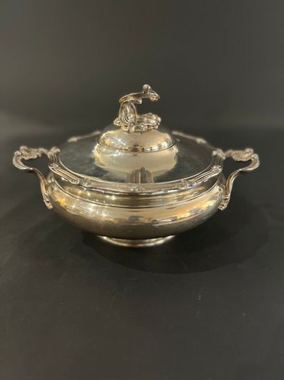 Round vegetable dish with rocaille handles...