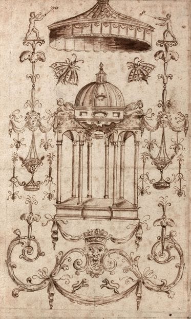 FRENCH SCHOOL circa 1700
Project for a paneling...
