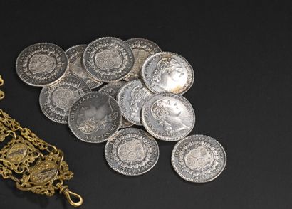 Set of twelve silver tokens, 18th century,...