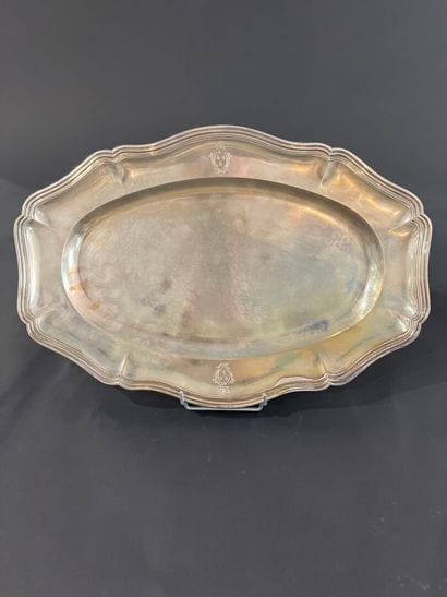Contoured oval dish in Minerve hallmarked...