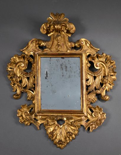 Wood and gilded stucco mirror, Italian work...