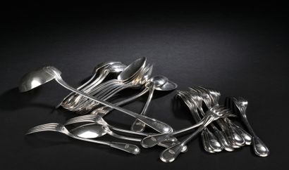 PUIFORCAT
Set of twelve large silver flatware,...