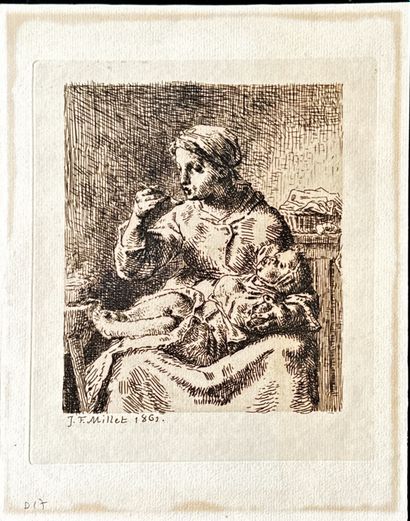 Jean-François MILLET
La Bouillie, 1861, eau-forte,...
