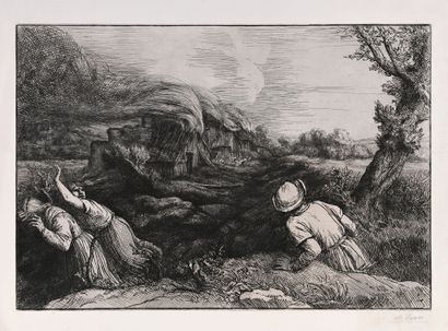 Alphonse LEGROS
L'Incendie du hameau, eau-forte,...