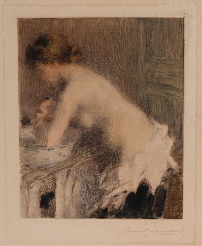 Ernest LAURENT
Femme nue accoudée, monotype,...