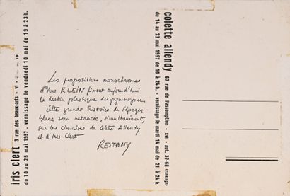 D'après Yves KLEIN
Carton d'invitation pour...