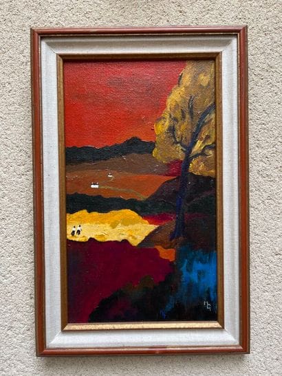 MODERN SCHOOL :
Naïve landscape.
oil on isorel...