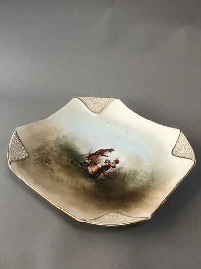 Limoges porcelain SQUARE DISH decorated with...