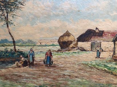 Robert GIOVANI.
Washerwomen in Normandy.
Oil...
