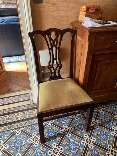 SUITE of four chairs and a pair of wooden...