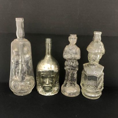 LOT de 4 carafes publicitaires en verre sur...