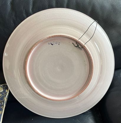 Modern earthenware PLAT decorated with flowers,...