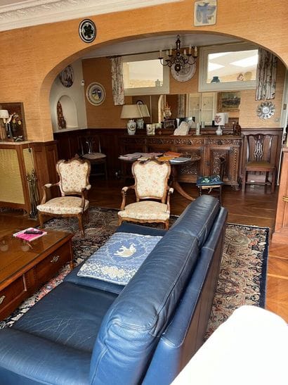 Pair of Louis XV style armchairs with curved...