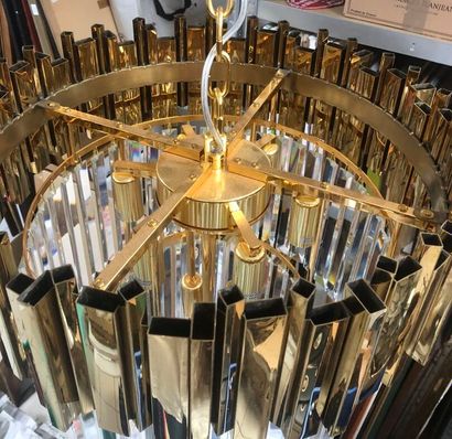 Gilded metal and glass trihedral LUSTRE in...