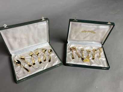 TWO COFFRETS, each comprising six gold-plated...
