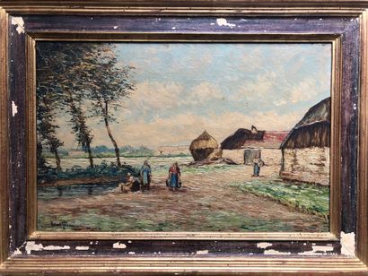 Robert GIOVANI.
Washerwomen in Normandy.
Oil...