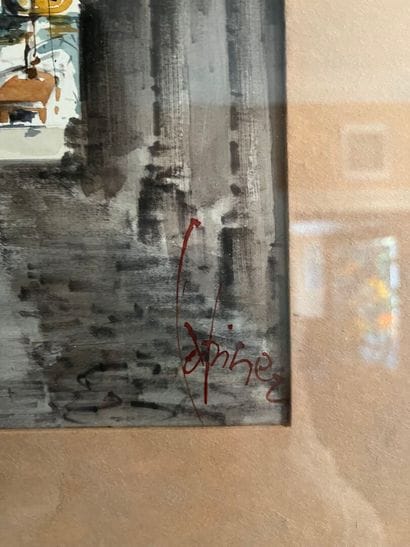 MODERN SCHOOL :
View of a port.
Watercolor...