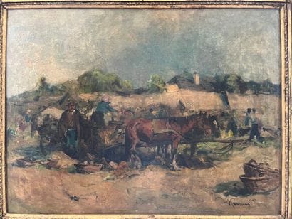 MODERN SCHOOL :
Rural scene.
Oil on canvas...