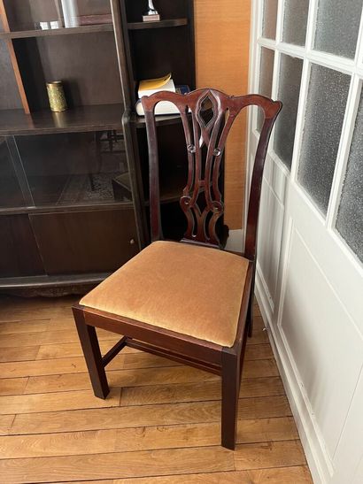 SUITE of four chairs and a pair of wooden...