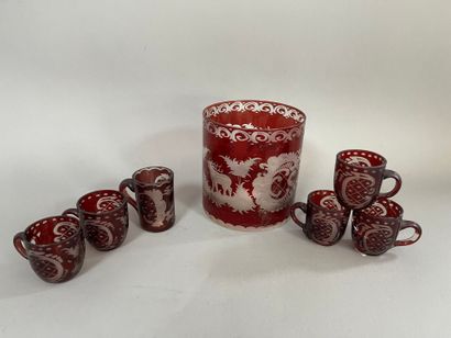 CRISTAL DE BOHEME :
Suite of five multi-layer...