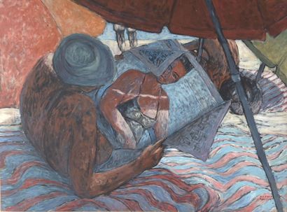 DO FOURNIER (né en 1951)
Homme à la plage.
Isorel...