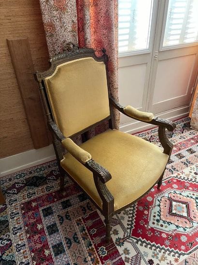 LOT of a chair and a pair of armchairs Louis...