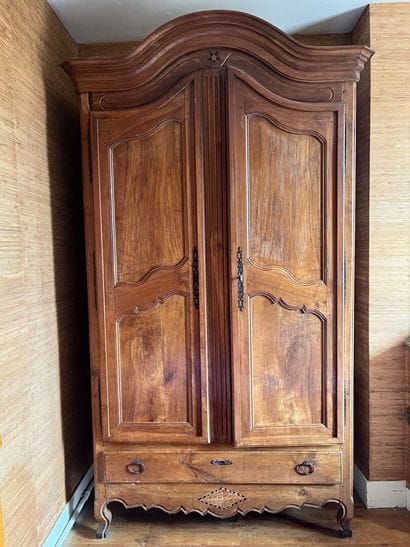 LARGE walnut cupboard opening with two doors...