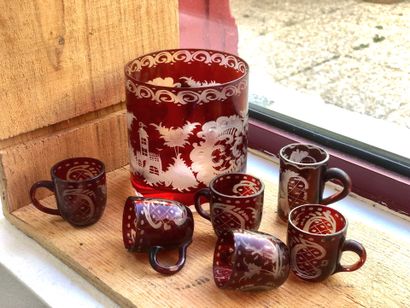 CRISTAL DE BOHEME :
Suite of five multi-layer...