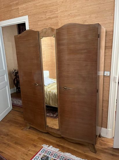 CABINET with two Formica doors. Central mirror...