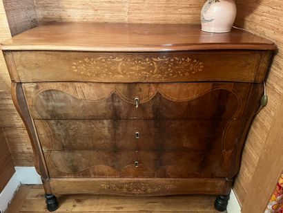 WOODEN COMMODE (?) with polychrome or inlaid...