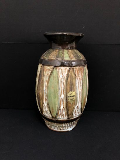 LOSSON :
Enameled stoneware vase signed on...