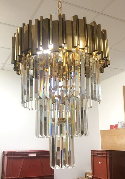 Gilded metal and glass trihedral LUSTRE in...