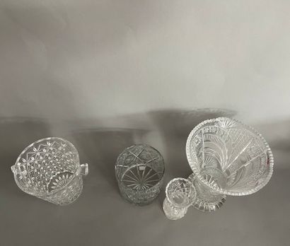 THREE cut crystal VASES decorated with diamond...