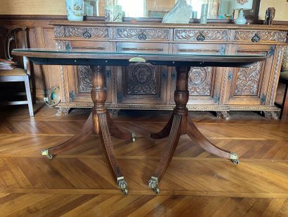 Chippendale-style mahogany dining table on...
