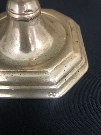 PAIR OF CANDLES in silver-plated bronze,...