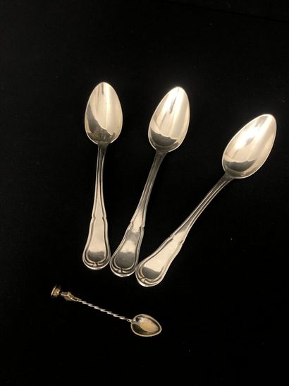 Trois CUILLERES en argent 950/°°° modèle...