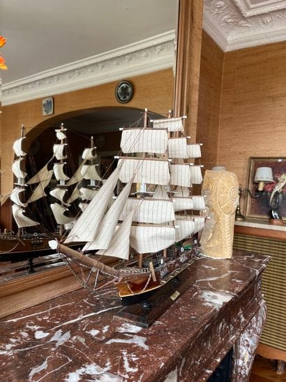 MAQUETTE of a three-masted sailing ship,...