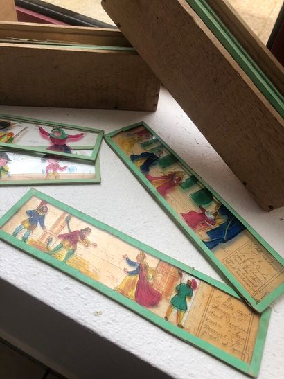 LOT DE PLAQUES en verre de lanterne magique....
