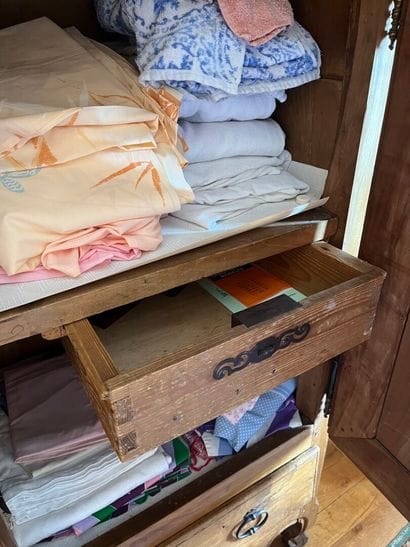 LARGE walnut cupboard opening with two doors...