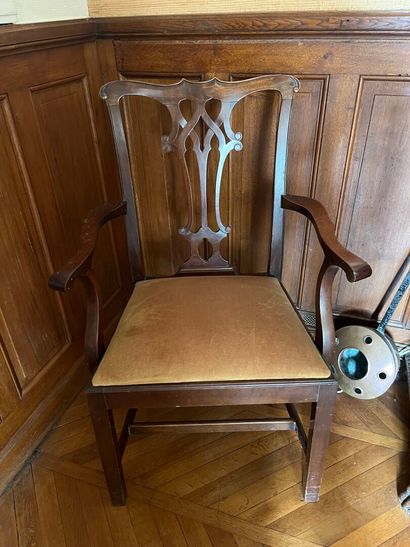 SUITE of four chairs and a pair of wooden...
