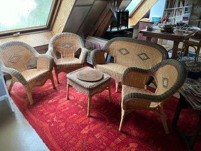 DIFFERENT parts of wicker living rooms including...