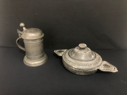 Pewter ECUELLE in the Rocaille style and...
