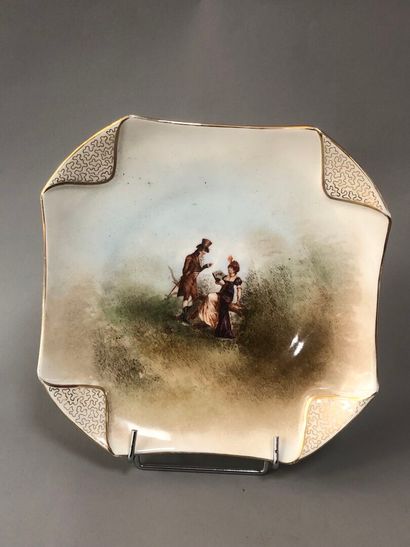 Limoges porcelain SQUARE DISH decorated with...