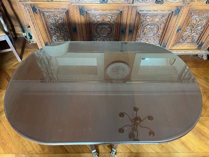 Chippendale-style mahogany dining table on...