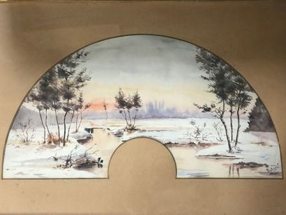 PASTOUREL :
Paysage de cours d'eau enneigé...