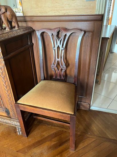SUITE of four chairs and a pair of wooden...