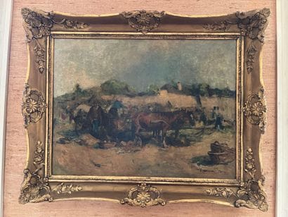 MODERN SCHOOL :
Rural scene.
Oil on canvas...