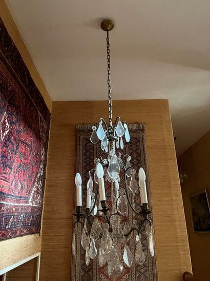 Bronze cage LIGHT with six light arms and...