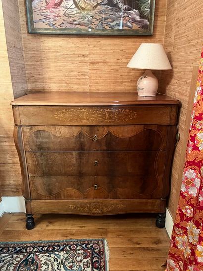 WOODEN COMMODE (?) with polychrome or inlaid...