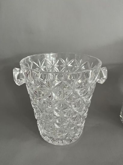 THREE cut crystal VASES decorated with diamond...